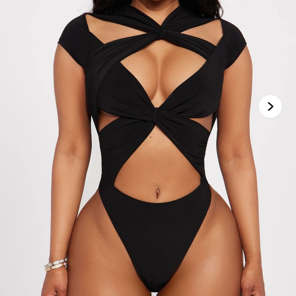 Fashion Nova Black Crisscross Cutout One Piece